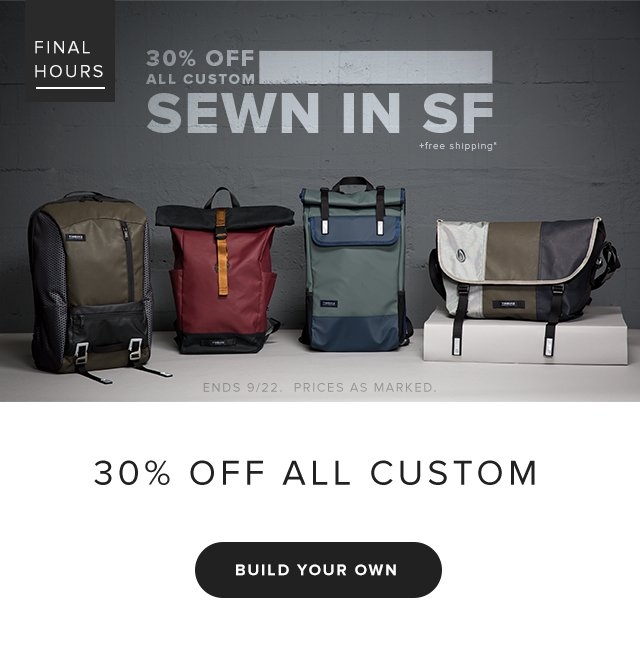 30% OFF All Custom | Sewn in SF | + Free Shipping*